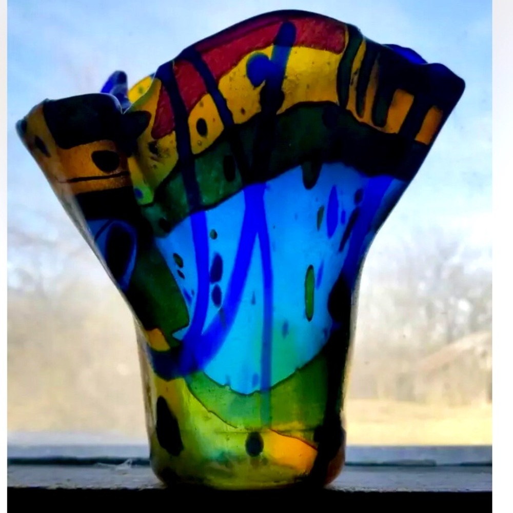 Gorgeous and Unique Murano Style Art Glass Abstract Lamp/Light Shade
